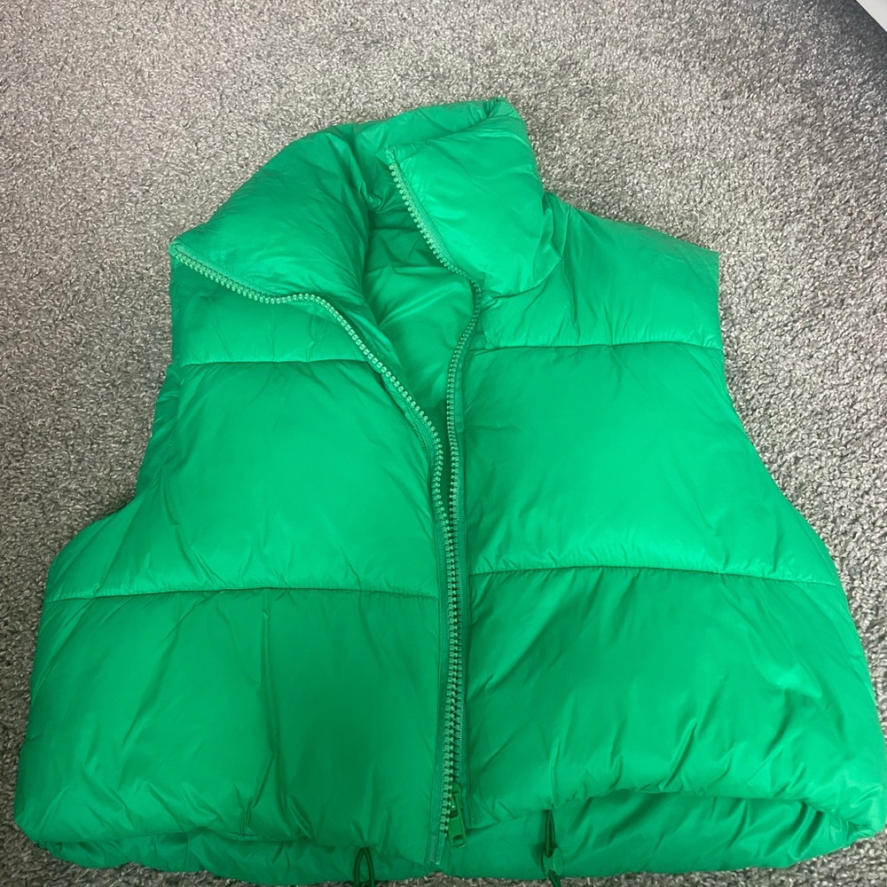 Green Puffer Vest for Women